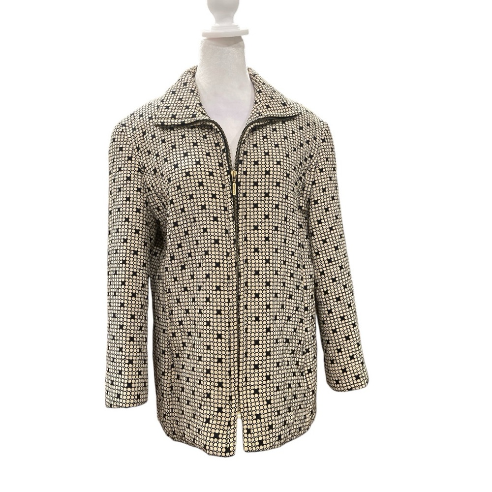 Betty Barclay SZ 10(GB 14) cream/black polkadot 100% silk pockets quilted jacket